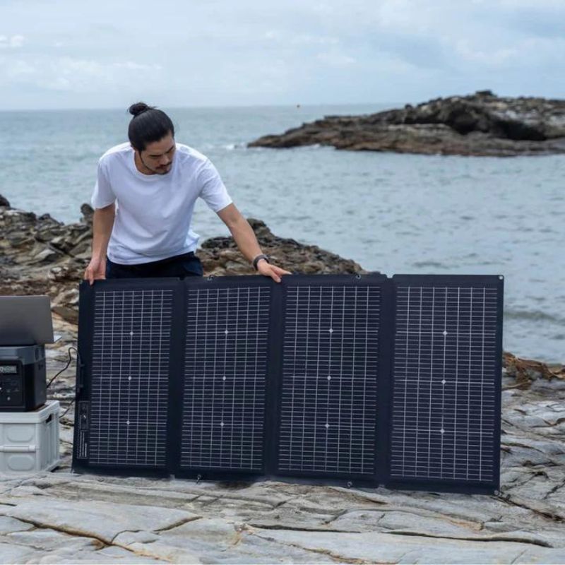 EcoFlow 220W Bifacial Portable Solar Panel By the Sea