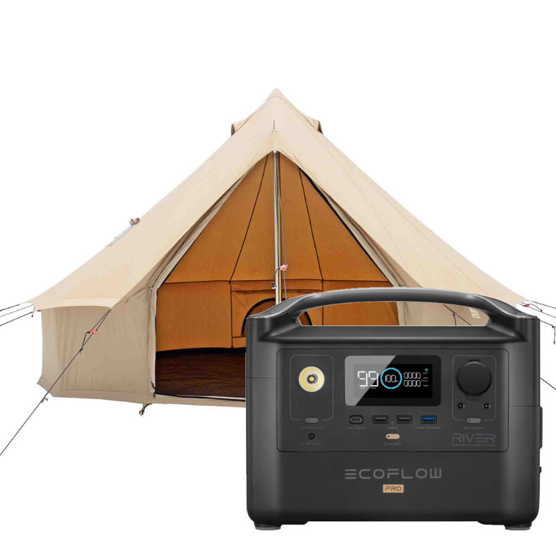 White Duck Regatta Canvas Bell Tent and EcoFlow RIVER Pro Portable Power Station Bundle