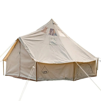 16 foot / 5M Life Intents Stella canvas tent with doors closed